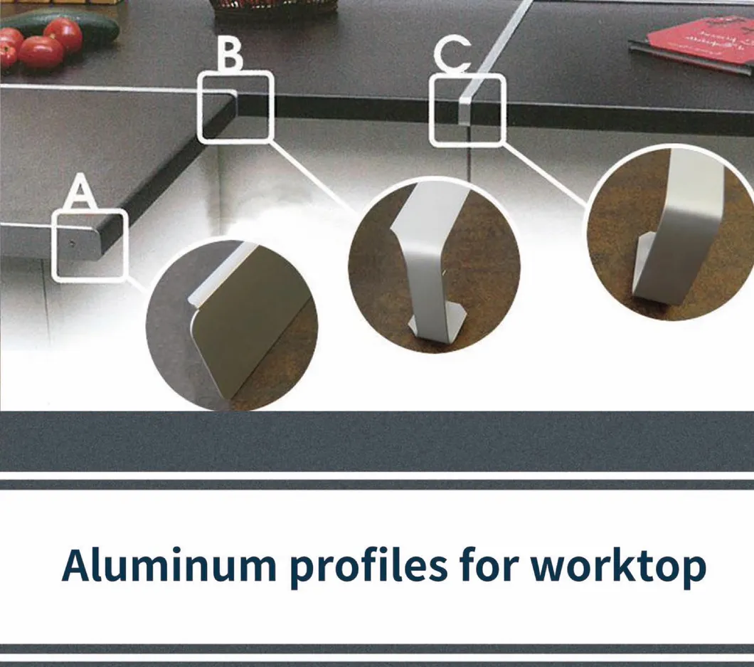 Tiras de uni&oacute;n de esquina de encimera de aluminio de 28 mm y 38 mm para muebles de cocina 