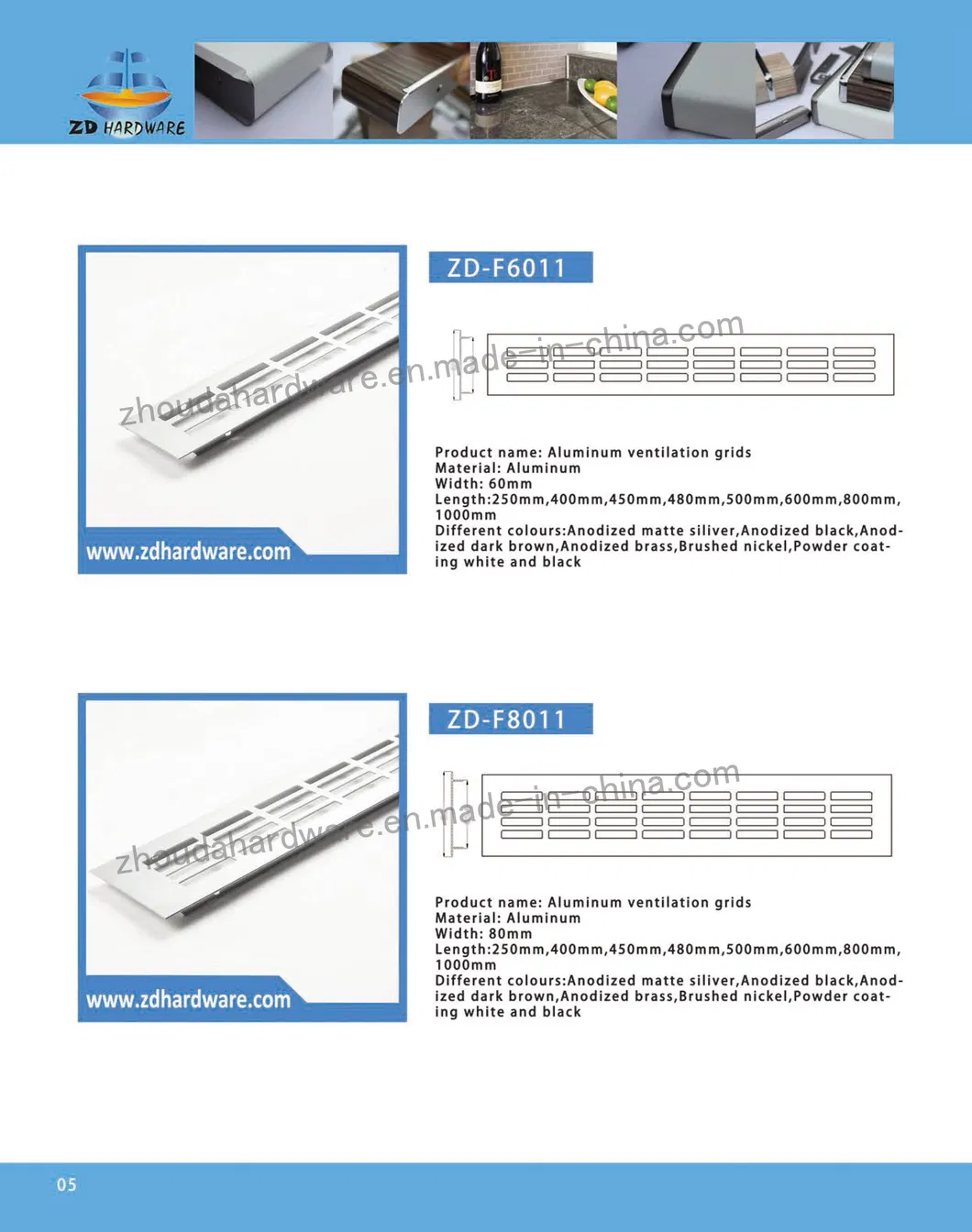 Perfiles Rejillas de ventilaci&oacute;n para gabinetes de cocina Rejillas de ventilaci&oacute;n de aluminio Perfiles 